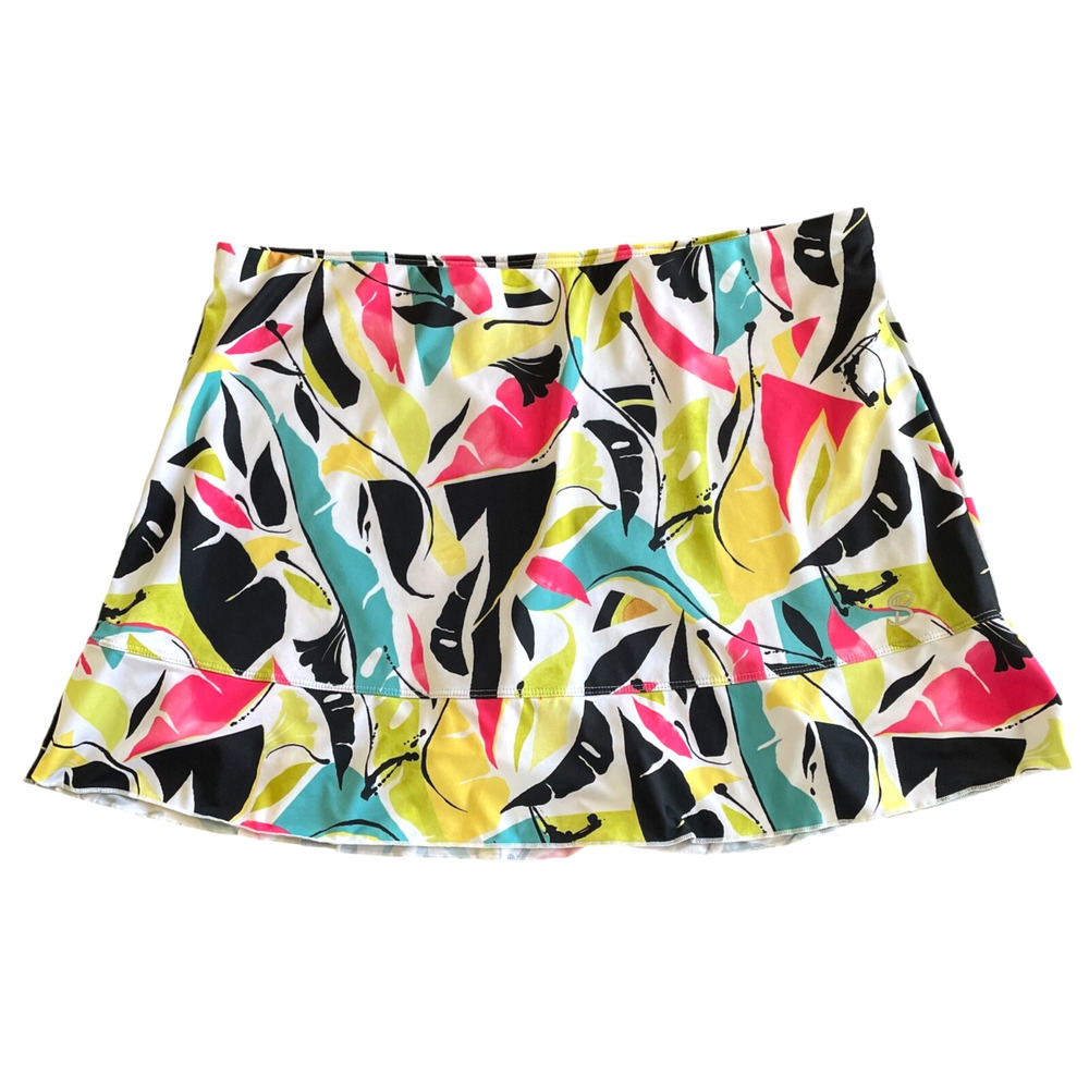 SOFIBELLA Women Size XL Multicolor Pull-On Lightweight Ruffled Activewear Skort